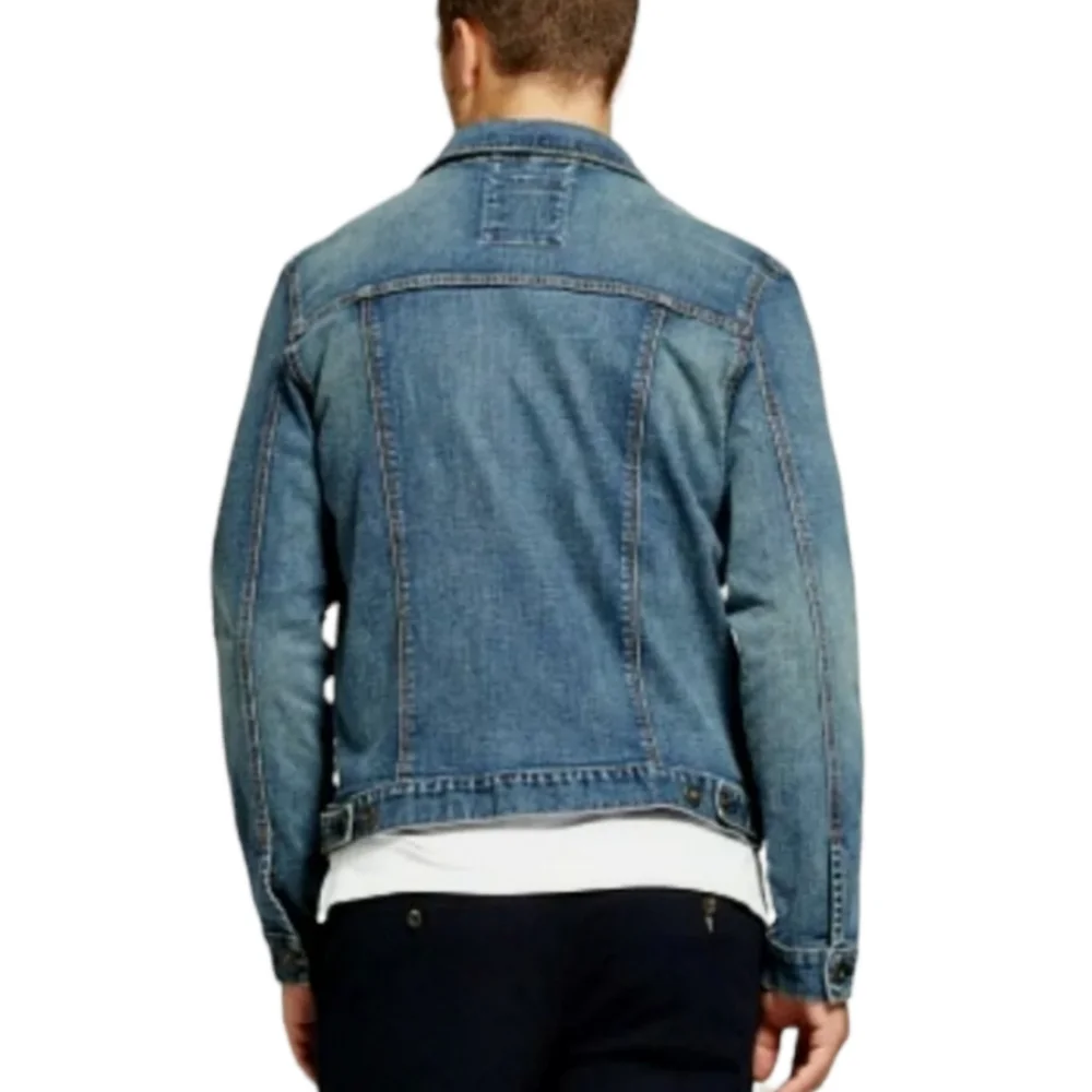 GOODFELLOW & CO Standard Fit Denim Trucker Jacket Blue Dark Wash Mens Small - Picture 3 of 4